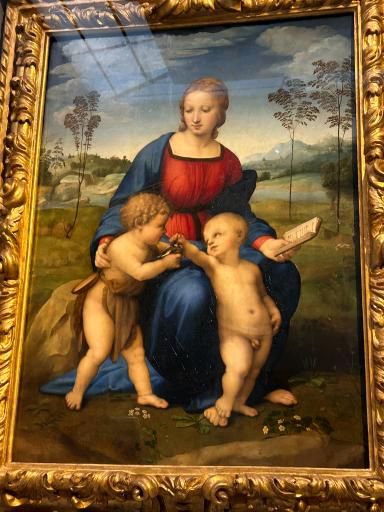 ラファエロ「ヒワの聖母」、聖母子と幼い洗礼者ヨハネを描いた名画。