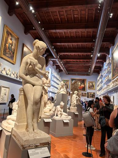 アカデミア美術館、ダビデ像の周囲に並ぶ未完成の彫像群。